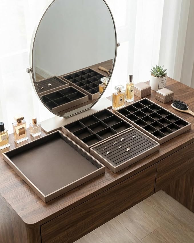 Jewelry Tray, 4 Pack Jewelry Organizer Velvet Jewelry Tray Stackable Jewelry - Image 5