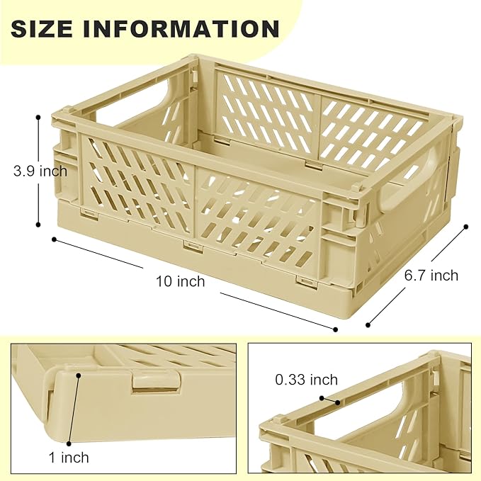 Small Pastel Plastic Storage Bins 2Pcs Foldable Pastel Crates Plastic Basket - Image 2