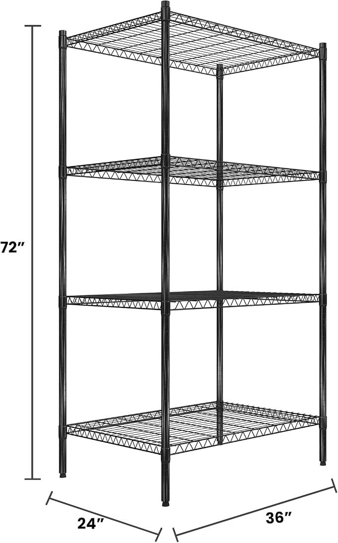 Quantum Storage Systems RWR72-2436LDBK Adjustable Wire Black Epoxy 4 Shelves - Image 2
