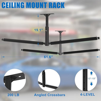 Double Paddleboard and Surfboard Garage Ceiling Storage Racks, Adjustable - Image 4
