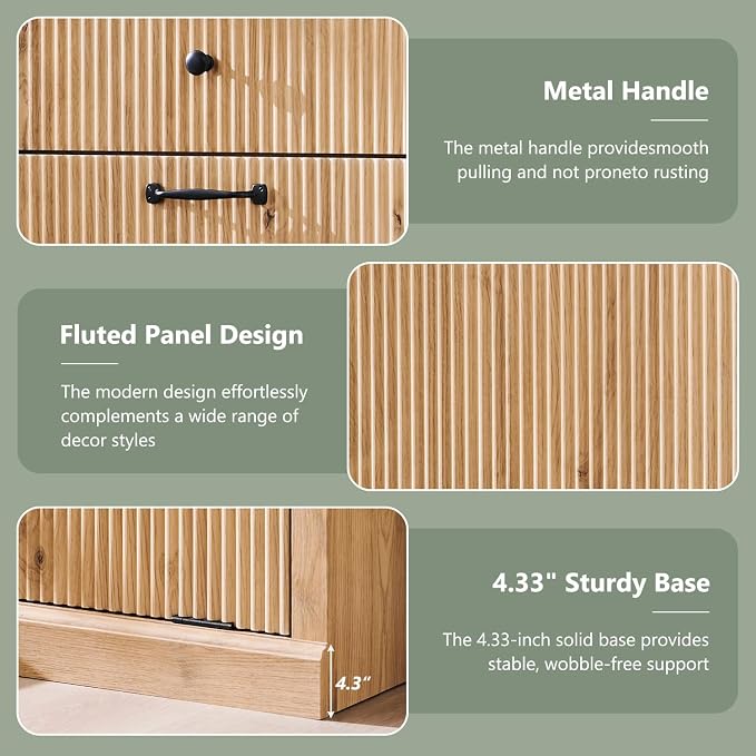 Modern Tilt-Out Laundry Hamper Cabinet, 10 Gallon Fluted Trash Can Cabinet - Image 5