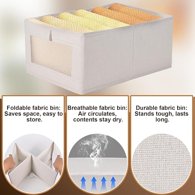 Linen Bins 3 Pack, Foldable Storage Organizer - Image 7