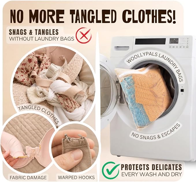 WoollyPals Large Cotton Mesh Laundry Bags – 2-Pack - Image 5