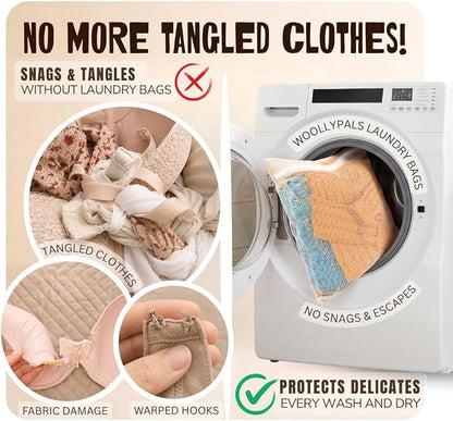WoollyPals Large Cotton Mesh Laundry Bags – 2-Pack - Image 5