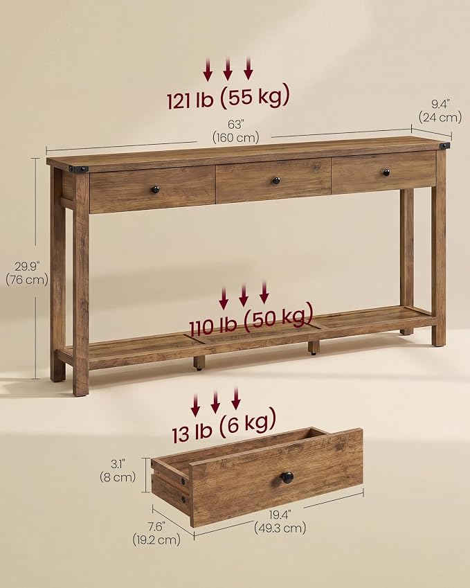 VASAGLE LIRY Collection Narrow Console Table - Image 2