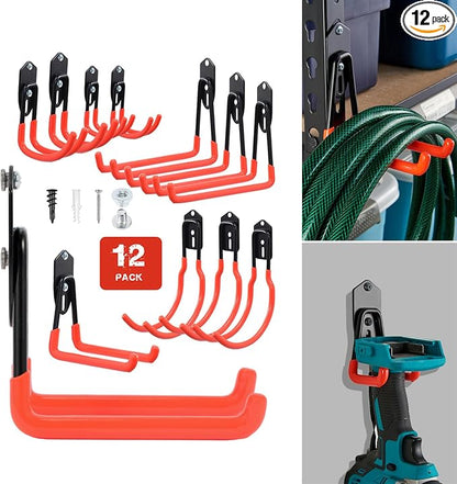 Wallmaster Garage Hooks Organizer Kit, 12 Pack Adjustable Heavy Duty Shelving by Wallmaster