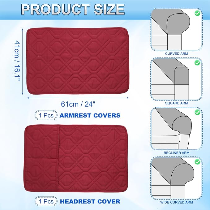 uxcell 2Pcs Sofa Armrest Covers, Armchair Covers - Image 2