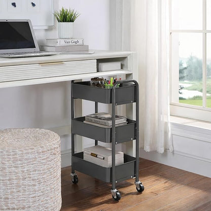 SunnyPoint 3-Tier Delicate Compact Rolling Metal Storage Organizer - Image 2
