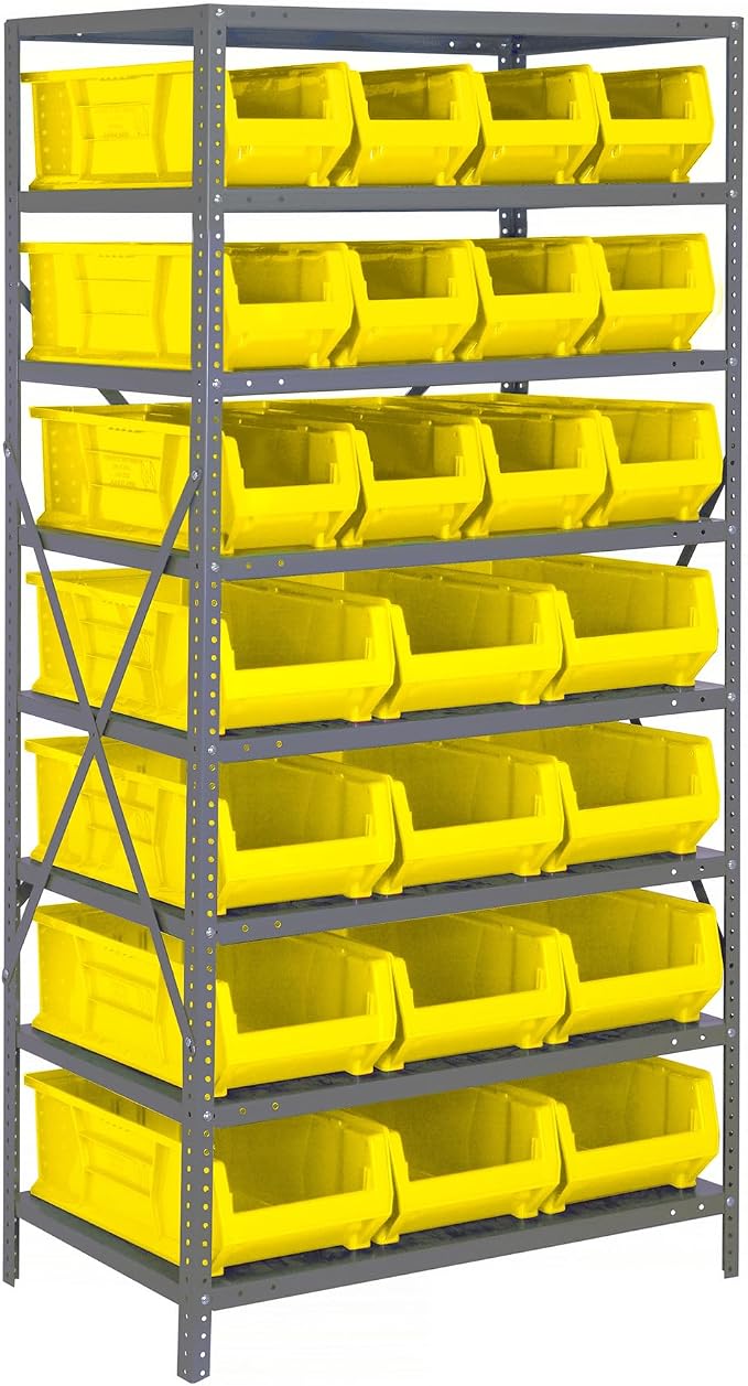 Quantum Storage Systems Wire Shelving Unit W/24YELLOW Bins by QuantumStorageSystems