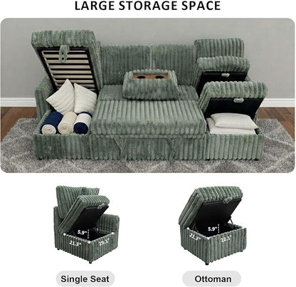 KCGKCG 104" U Shaped Sleeper Sofa Bed, Sectional Couches - Image 5