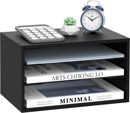3 Tier Wood Desk Organizer, Mail Sorter and Paper Organizer by SUPEASY