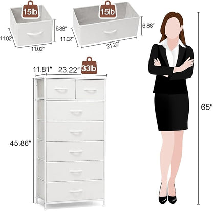 Fabric Dresser with 7 Drawers, Vertical Storage Tower | Sturdy Steel Frame - Image 3