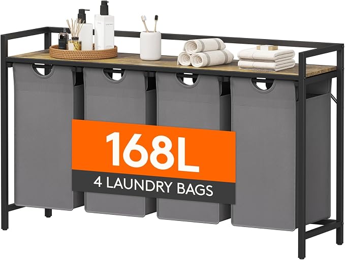 Lifewit Laundry Hamper 4 Section, 168L Pull out Laundry Clothes Basket Organizer by Lifewit