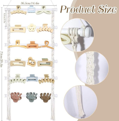 Macrame Hair Claw Clip Organizer, Claw Clip Hanger Home Decor - Image 2