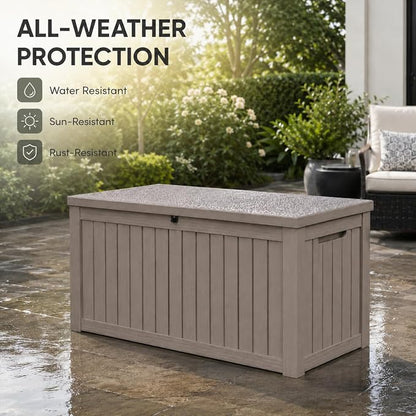 146 Gallon Deck Box, Waterproof Outdoor Storage Box, Lockable Resin Patio - Image 5