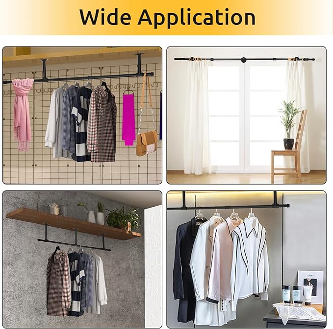 Oroonoko 72inch Industrial Pipe Clothes Garment Rack Ceiling Mount - Image 6