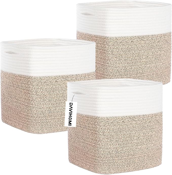 Storage Cubes 11 Inch Cotton Rope Woven Storage Basket by DAVIHOMI
