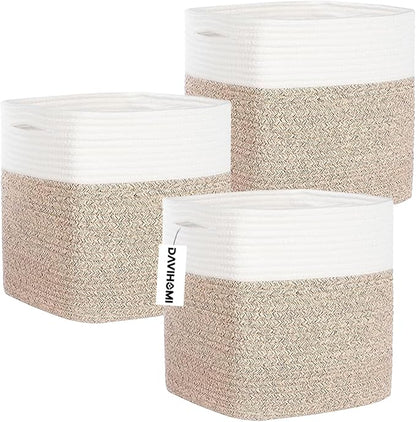 Storage Cubes 11 Inch Cotton Rope Woven Storage Basket by DAVIHOMI