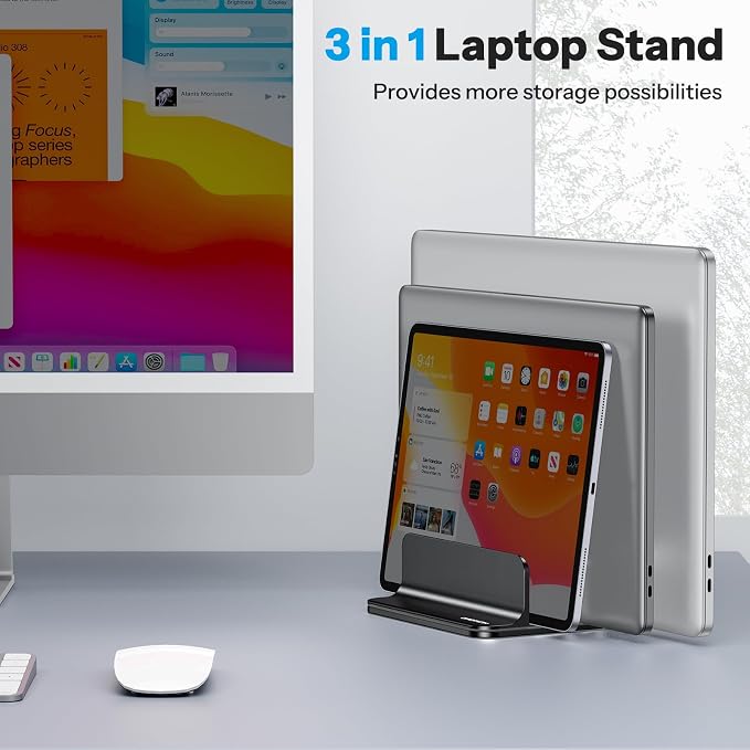 OMOTON Vertical Laptop Stand, Desktop Aluminum Mac Book Stand - Image 7