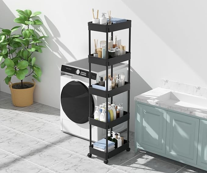 Sooyee 5-Tier Plastic Rolling Utility Cart - Image 4