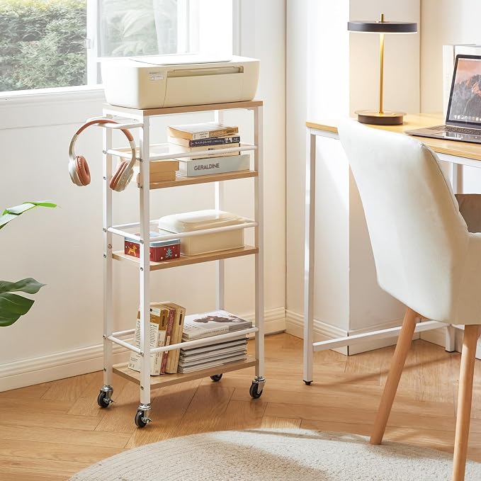 IBUYKE 7.8" Slim Rolling Cart, 4 Tier Metal Kitchen Laundry Storage Cart - Image 8