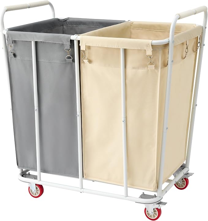 Hoctieon 2 Section Laundry Sorter Cart, 400L Rolling Hamper by Hoctieon