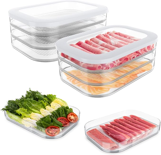 6 Pcs Deli Meat Container for Fridge, Stackable Bacon Lunch Meat Container for by Cecnamt