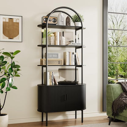 BREEZEHEAT 71" Tall Fluted Arched Bookshelf, Modern Bookshelf - Image 6