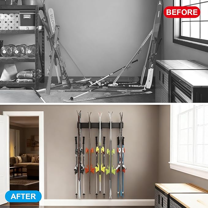 Wall Mount Ski Rack – Heavy Duty Garage Storage - Image 6