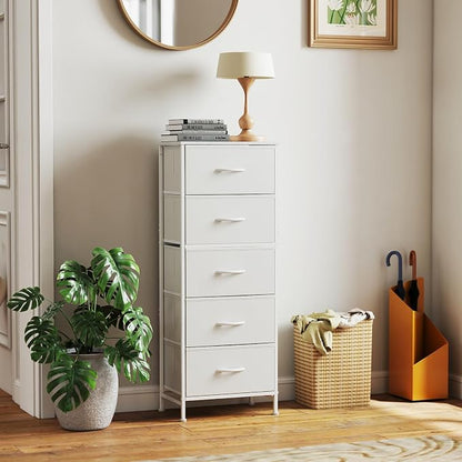 OLIXIS Tall 5 Drawer Fabric Dresser Storage Tower Bedroom Organizer, Chest of - Image 2