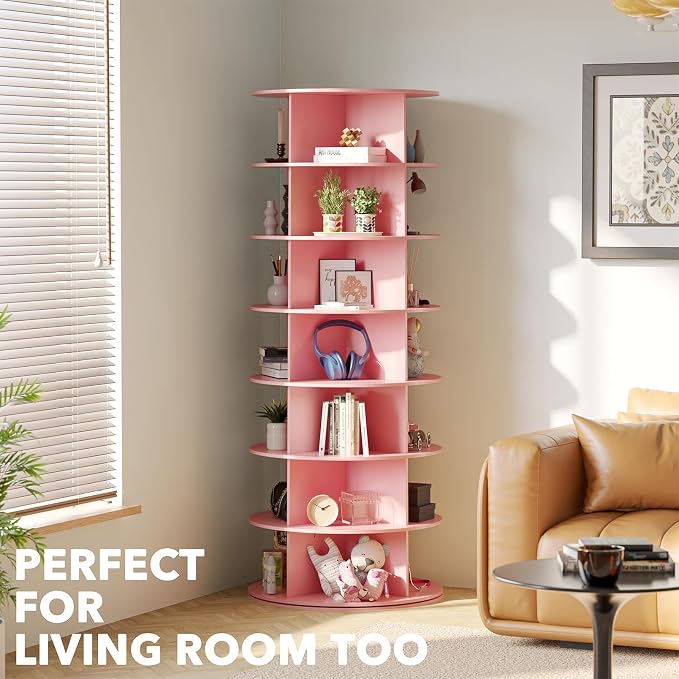SpaceAid 7 Tier Rotating Shoe Rack Tower, Spinning Shoe Display Lazy Susan - Image 6