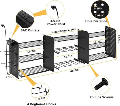 Power Tool Organizer Wall Mount, 3 Layer Tool Storage Rack, Drill Bit Heavy - Image 2