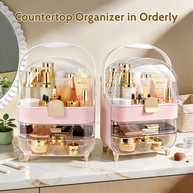 Makeup Organizer with 360 Rotating Brush Holder, Large Skincare Organizer - Image 5