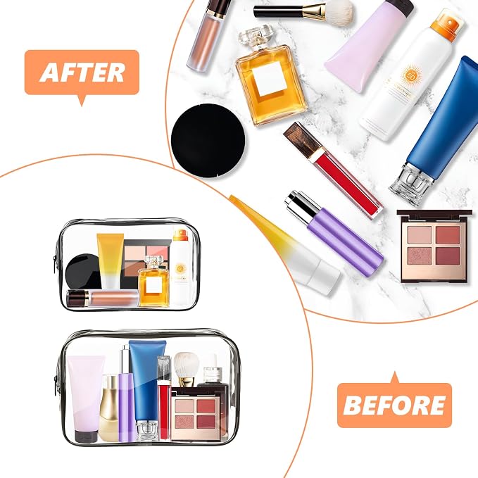 AURUZA Clear Makeup Bag, Portable Travel Toiletry Bags - Image 5