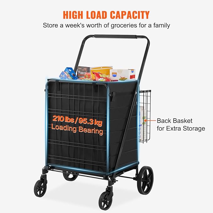 VEVOR Folding Shopping Cart - Image 3