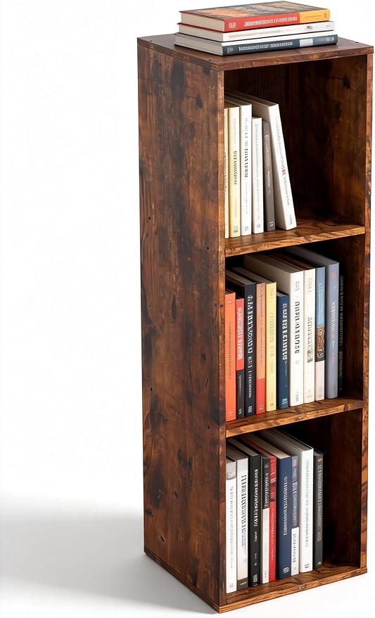 Cube Storage Organizer, 3 Cube Retro Bookshelf, Freestanding 3 Tier Open Shelf - Image 7