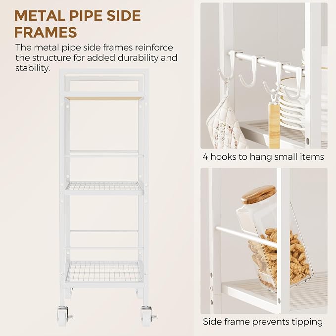 3-Tier Metal Storage Rack with Industrial Wheels, Mesh Shelving Unit with - Image 6