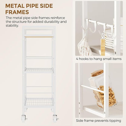 3-Tier Metal Storage Rack with Industrial Wheels, Mesh Shelving Unit with - Image 6