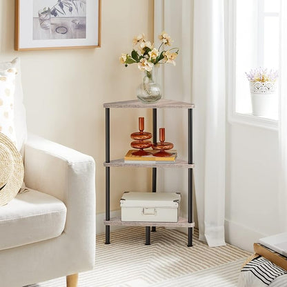 HOOBRO Corner Shelf Stand, Industrial 3-Tier Wall Corner Bookshelf - Image 2