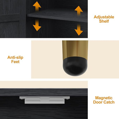 RoyalCraft 2-Door Storage Cabinet, Modern Wood Credenza - Image 6