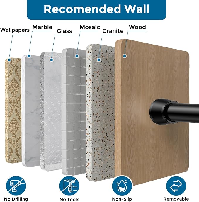 AIZESI 4Pack Tension Curtain Rod 28-48 Inch No Drilling Adjustable, No Slip - Image 5