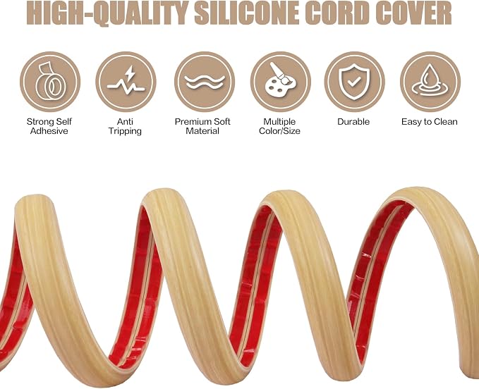 Floor Cord Cover Self Adhesive Cord Hider, 3.3FT Cable Management, Extension - Image 3