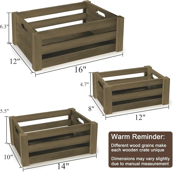 Lawei Set of 3 Wood Nesting Storage Crates - Image 2