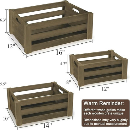 Lawei Set of 3 Wood Nesting Storage Crates - Image 2