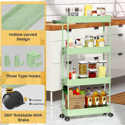 SPACEKEEPER Slim Rolling Storage Cart, 4 Tier Bathroom Cart Organizer, Mobile - Image 7
