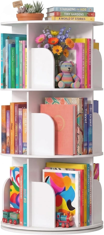 3 Tier Rotating Bookshelf Tower, Round Spinning Bookshelf | 360°revolving by SageNest