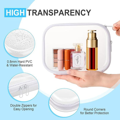 Sanwuta 6 Pcs Clear Hard Zipper Case Hard Plastic Zipper Pouches Transparent - Image 3