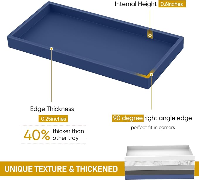 Bathroom Counter Tray, EG-SIPRO High-Grade Thickened Silicone Vanity Tray - Image 2