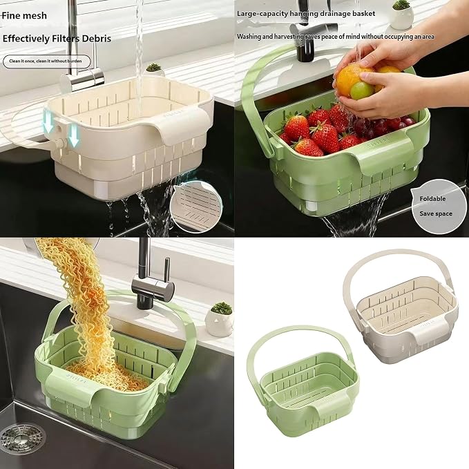 Expandable Foldable Sink Hanging Drain Basket Strainer Colander - Image 2