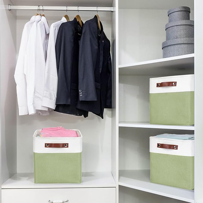 Collapsible Fabric Storage Cubes 11x11 Cube Storage Bins, 4 Pack Closet Baskets - Image 3